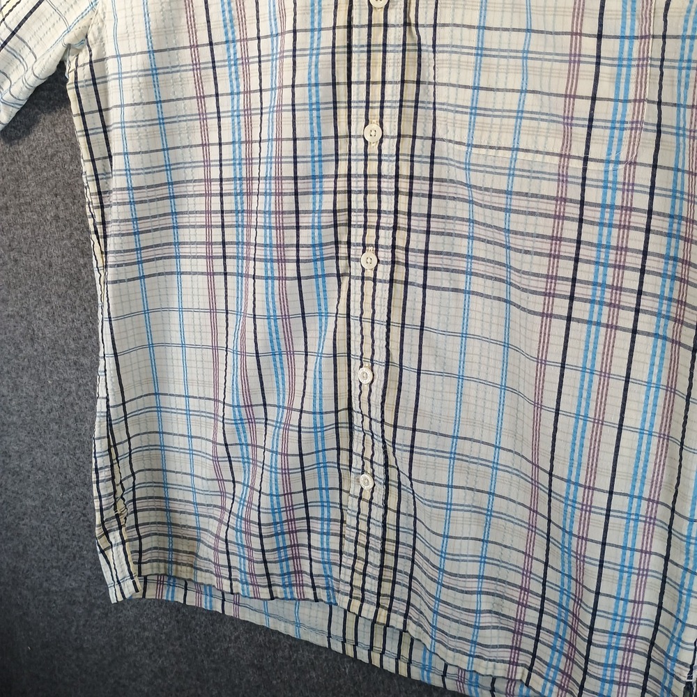 Patagonia Puckerware Shirt Men S Blue Black Purple Plaid Seersucker Button Up SS - Picture 5 of 11